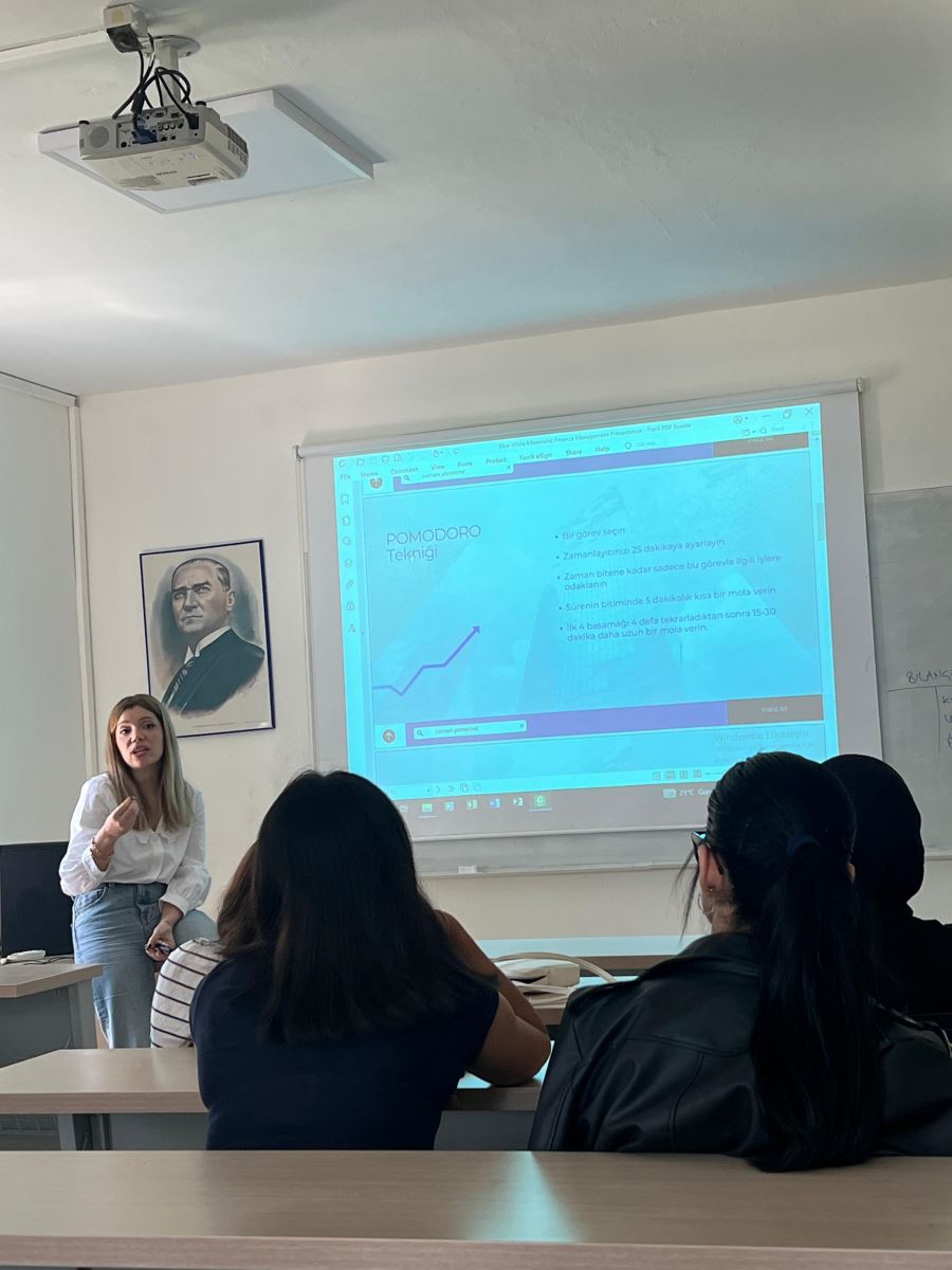 On 28.04.2025, a conference on “Managing Time without Procrastinating” was held in the Accounting and Tax Applications Program with the participation of Assoc. Prof. Dr. Gökdeniz KALKIN as a speaker. 